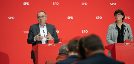 Das Vorsitzendenduo der SPD: Norbert Walter-Borjans und Saskia E... Das Vorsitzendenduo der SPD: Norbert Walter-Borjans und Saskia E...