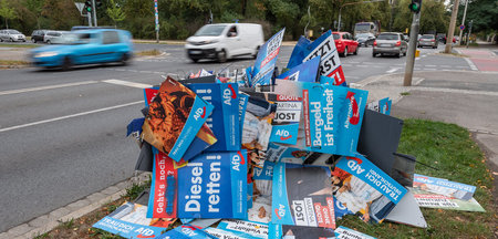 Kann weg: Wahlplakate der AfD nach der Landtagswahl in Sachsen (...