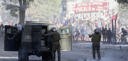 Proteste gegen die rechte Regierung in Santiago de Chile am 20.