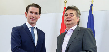 Der Grünen-Vorsitzende Werner Kogler (r.) und ÖVP-Chef Sebastian...