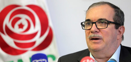 FARC-Chef Timoleón Jiménez alias »Timochenko« bei einer Presseko...