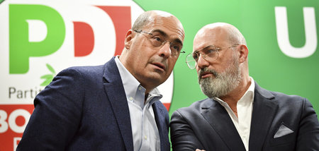 PD-Generalsekretär Nicola Zingaretti (l.) und Parteikollege Stef...