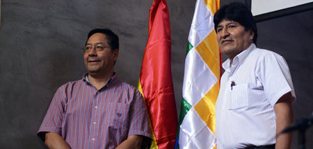 Boliviens gestützter Staatschef Evo Morales (r.) und Präsidentsc...