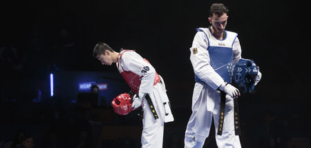 Am Ende immerhin Bronze: Jordanis Konstantinidis (r.) nach der W...