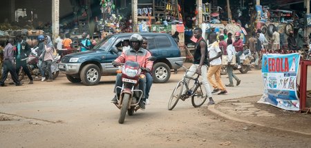 Vor Ebola wird gewarnt: Straßenszene in Bukavu (4.9.2019)