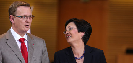 Verstehen sich: Bodo Ramelow und Christine Lieberknecht in einem...