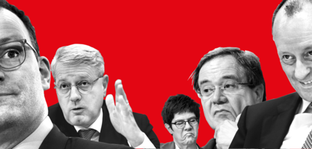 In Kampfstimmung (von links): Jens Spahn, Norbert Röttgen, Anneg...