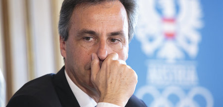 Siegfried Nagl von der ÖVP, Bürgermeister von Graz, bei einer Pr...