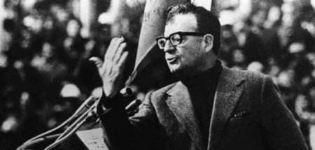 Salvador Allende, 1973 während eines von den USA unterstützten S...