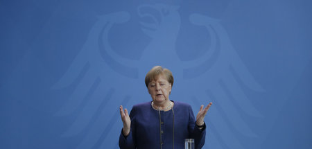 Sanfte Rede, klares Ziel: Angela Merkel am Montag auf ihrer Pres...
