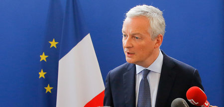 Frankreichs Finanzminister Bruno Le Maire auf einer Pressekonfer