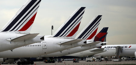 Vorläufig am Boden: Passagierjets der Air France auf dem Pariser...