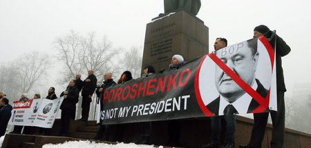 Vor der Abwahl Poroschenkos fanden wie hier in Kiew Demonstratio...