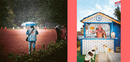 Ob Sonne oder Regen, Fan bleibt Fan (links bei Altona 93, rechts...