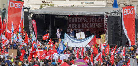 Wird diesmal nicht aufgebaut: DGB-Bühne am 1. Mai 2019 in Leipzi...