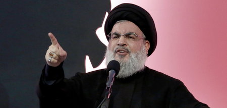 Hisbollah-Generalsekretär Hassan Nasrallah hält in Beirut eine R