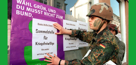 Im Bundestagswahlkampf 1998 als Friedenspartei aufgetreten, 1999...