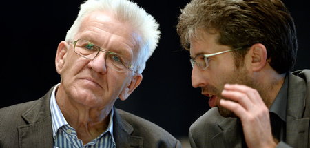 Schützende Hand: Winfried Kretschmann und Boris Palmer, hier bei... Schützende Hand: Winfried Kretschmann und Boris Palmer, hier bei...