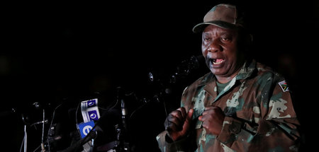 Südafrikas Präsident Cyril Ramaphosa wollte sich für Frieden in ...