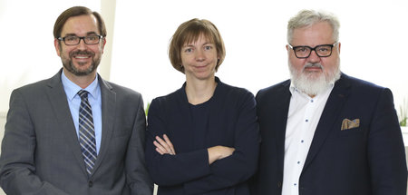 Charmantes Trio: APA-Geschäftsführer Clemens Pig, Katharina Sche... Charmantes Trio: APA-Geschäftsführer Clemens Pig, Katharina Sche...
