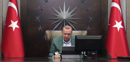 Der türkische Präsident Recep Tayyip Erdogan in Ankara bei einer...