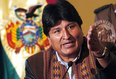 Boliviens Präsident Morales auf einer Pressekonferenz Ende Oktob...