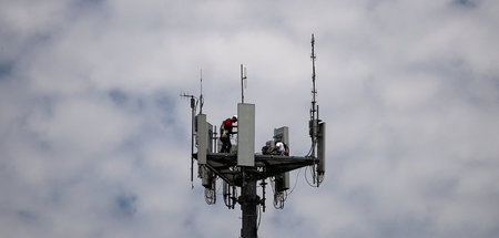 Installation einer 5G-Sendeanlage von T-Mobile US in Seabrook/Te...