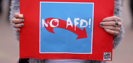 Protest gegen die AfD bei einer Wahlkampfveranstaltung der Parte...