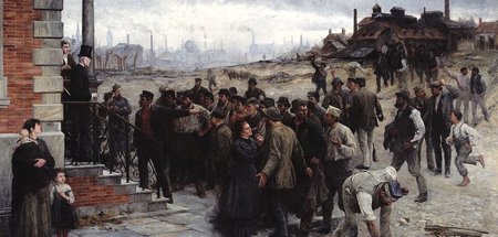 Zeitgenössisches Gemälde »Der Streik« von Robert Koehler