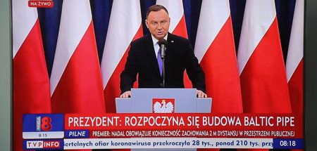 Gut in Szene gesetzt: Andrzej Duda bei einer vom Sender TVP über
