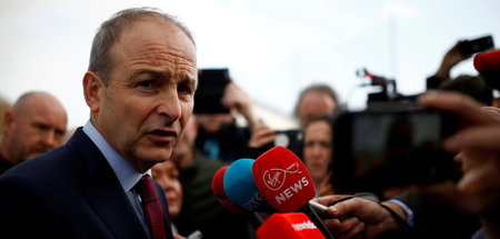 Fianna-Fáil-Chef Micheál Martin in der Wahlnacht am 9. Februar i...