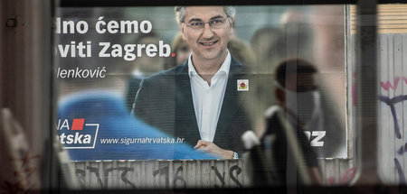 Wahlplakat des rechten kroatischen Premierministers Andrej Plenk... Wahlplakat des rechten kroatischen Premierministers Andrej Plenk...
