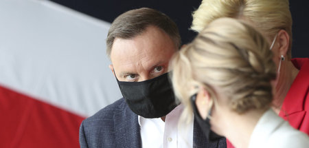Andrzej Duda bei der Stimmabgabe am Sonntag in Krakow