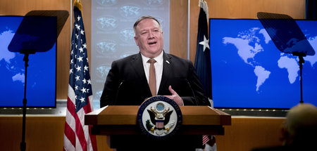 US-Außenminister Michael Pompeo auf einer Pressekonferenz in Was