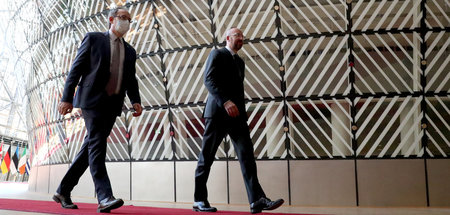 Avdullah Hoti und Charles Michel, Präsident des Europarats, am 2...