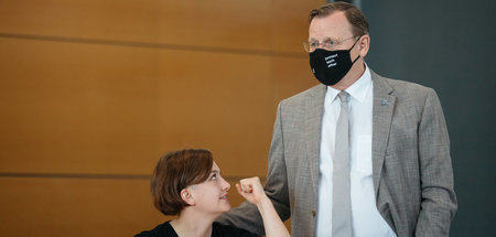 Bodo Ramelow (Linke) am Freitag im Thüringer Landtag mit Katja M