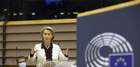 Kommissionspräsidenten Ursula von der Leyen am Donnerstag im EU-