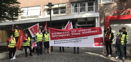 Praktische Solidarität: Kundgebung vor dem Münsteraner Arbeitsge...