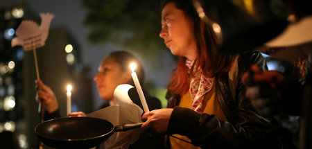 Unterstützer der FARC in Bogotá bei einer Trauerveranstaltung fü...