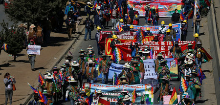 Protest am Dienstage in El Alto gegen die Putschregierung und fü...