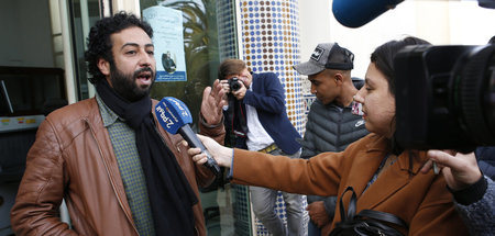 Journalist Omar Radi nach Gerichtstermin am 5. März 2020 in Casa...