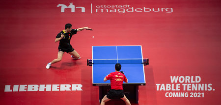 Vor der Pandemie: Xu Xin (l.) und Ma Long bei den German Open in...