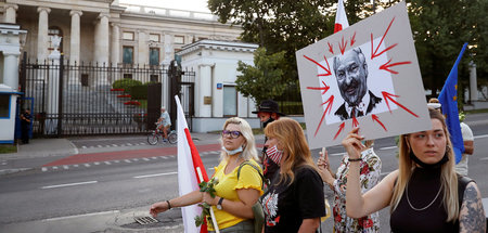 Gegen Lukaschenko: Warschauer Demonstranten am vergangenen Freit...