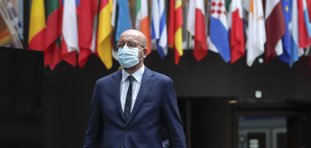 Vorfreude: EU-Ratspräsident Charles Michel am Mittwoch in Brüsse...