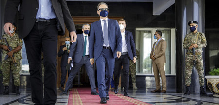 Seiner Sache sicher: Bundesaußenminister Maas nach dem Gespräch ...