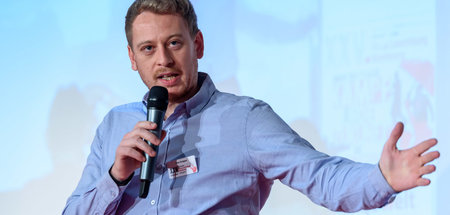 Max Zirngast, hier auf der Rosa-Luxemburg-Konferenz in Berlin am...