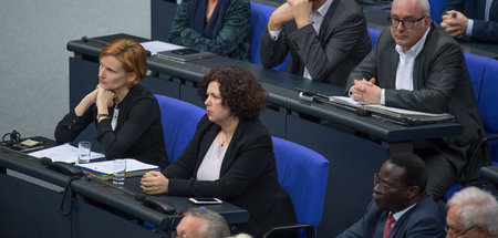 Blick auf die Bundestagsfraktion der Partei Die Linke im Plenum:... Blick auf die Bundestagsfraktion der Partei Die Linke im Plenum:...