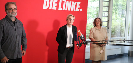 Susanne Hennig-Wellsow am Freitag abend in Erfurt mit ihren Stel
