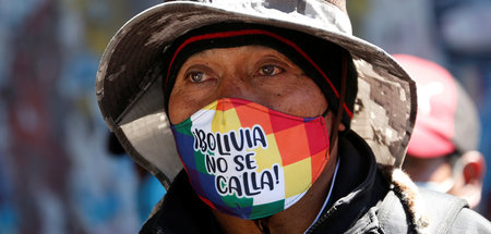 »Bolivien hält nicht den Mund«: Protest von Gewerkschaftern gege...