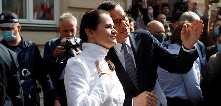 Belarussische Oppositionelle Swetlana Tichanowskaja und Polens P...